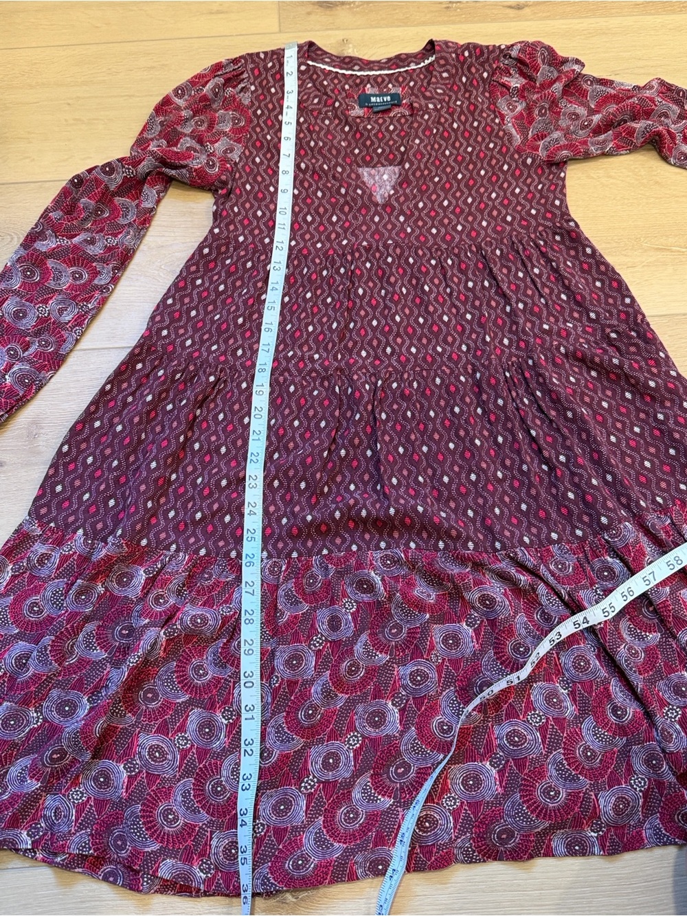 Maeve by Anthropologie Amber Burgundy Long Sleeve Mini Dress - Picture 8 of 10